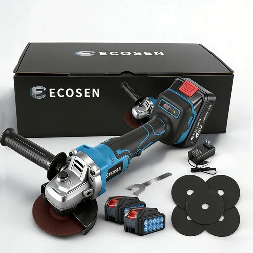 Esmerilhadeira Angular Sem Fio Ecosen 8000rpm 21v Bateria Lítio Azul Azul-celeste 127/220v 50hz/60hz