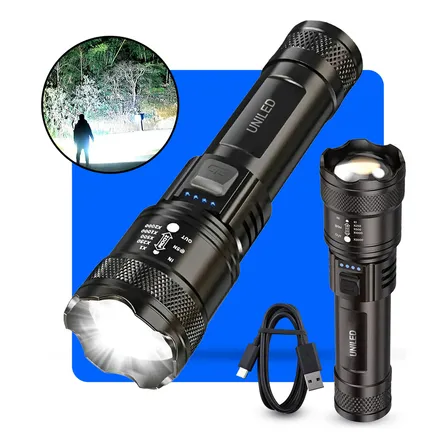 Lanterna Militar Tatica LED CREE Mais Forte do Mundo Ultra Potente 1Km Zoom Alto Brilho Resistente Agua Sitio Fazenda UNILED