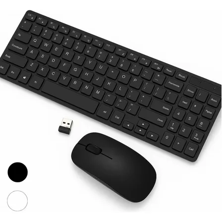 Piracomp Kit Teclado E Mouse Sem Fio Usb Slim Cor Preto 2.4ghz Qwerty