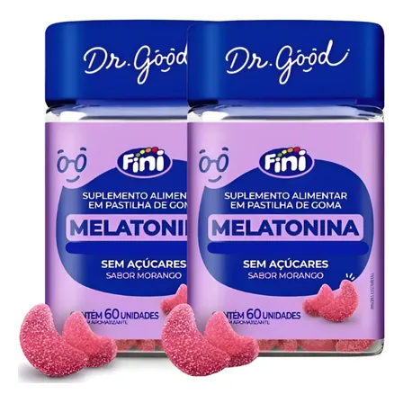 Kit Melatonina Em Gummys Sabor Morango Fini Dr.good 0.21mg - 2 Un