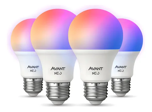 Kit 4 Lampadas Led Pera Smart Inteligente Wi Fi 2.4ghz Alexa Google 10w Rgb 2700k/6500k Branco Quente/neutro/frio E27 Cod: 290028177-4 Avant Neo