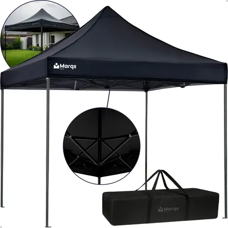 Tenda Gazebo Dobrável Sanfonada Reforçada Grande 3x3 Metros Articulado Desmontavel Barraca Para Feira Eventos Praia Camping Reforçada Extra Forte Preta Marqs Home