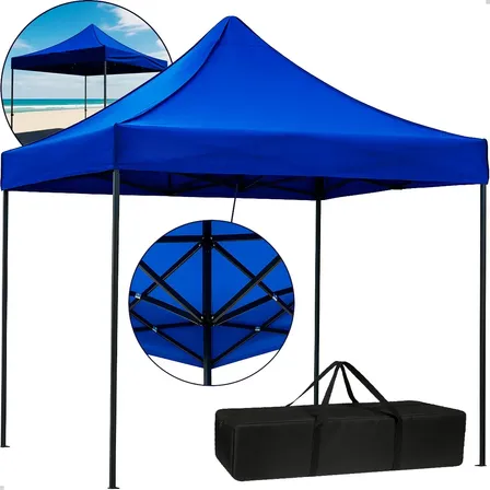 Tenda Gazebo Dobrável Sanfonada Reforçada Grande 3x3 Metros Articulado Desmontavel Barraca Para Feira Eventos Praia Camping Reforçada Extra Forte Azull