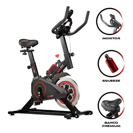 Bicicleta Spinning Ltx Fit Lt311s Preto 100kg Aço Carbono + Squeeze 127/220v