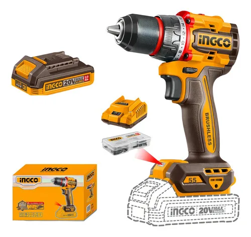 Kit Parafusadeira E Furadeira 20v Ingco A Bateria 55nm