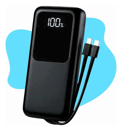 Carregador Portátil 20000 Turbo 22.5w Power Bank Premium Universal Rápido Para Samsung iPhone Xiaomi Motorola Celular Smartwatch Tablet Casenn Preto