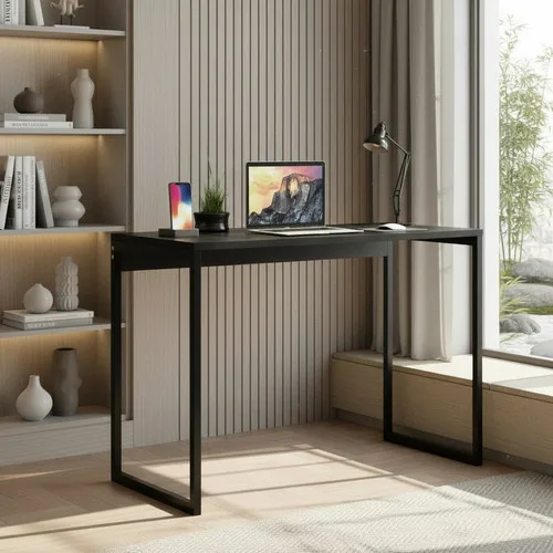 Mesa Industrial Cabe Em Qualquer Lugar Preto 90 Cm Apartamento Escritório Preto Moffer