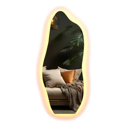 Espelho 170x70 Orgânico Led Grande Corpo Inteiro Luxo Moldur Moldura led branco quente