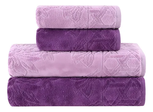 Jogo De Toalhas Banho Village Com 4 Peças Lilás E Roxo Buddemeyer