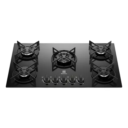 Cooktop 5 Bocas Gás Electrolux Mesa de Vidro Efficient Tripla Chama e Grade Aço Fosco (KE5GT) Bivolt