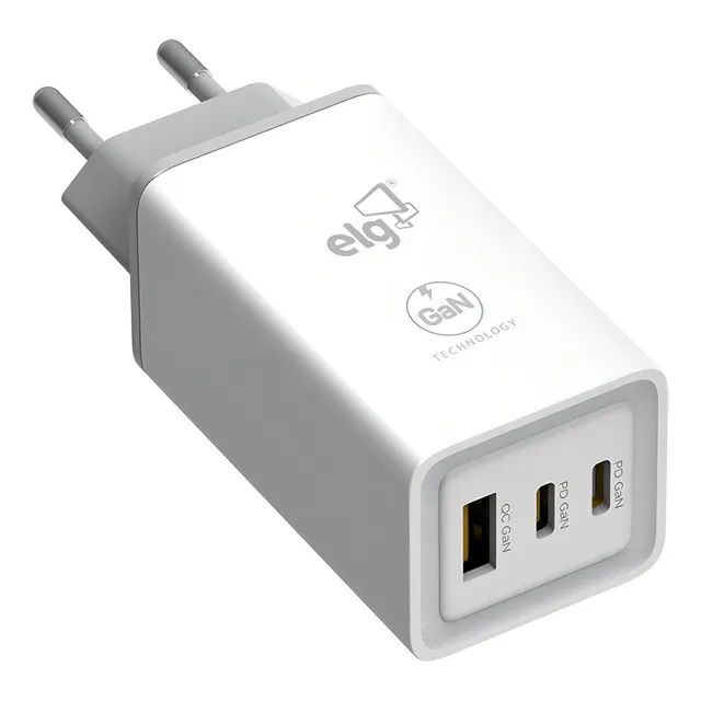 Carregador Universal W65gan 3 Saídas Usb ELG Branco