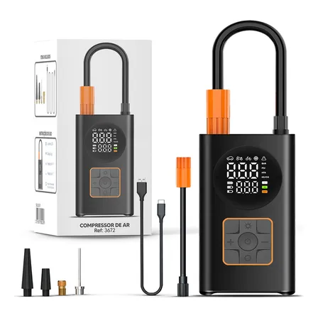 Compressor Digital Bomba De Ar Portátil Pneus Ventonovo 130 Psi Portátil Para Carro Bicicleta Moto Com Lanterna Led E Powerbank Preto Calibrador 127/220v 50 Hz/60 Hz Monofásica