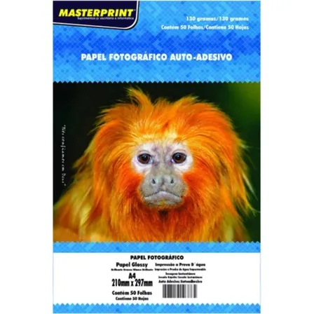 Papel Fotográfico Adesivo A4 Glossy 130g Masterprint 50 Folhas