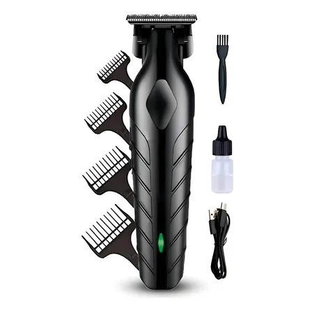 Máquina De Corte Acabamento Profissional Com Aparador Cabelo Pelo Barbear Trimmer Maquininha Detalhes Sem Fio Preto