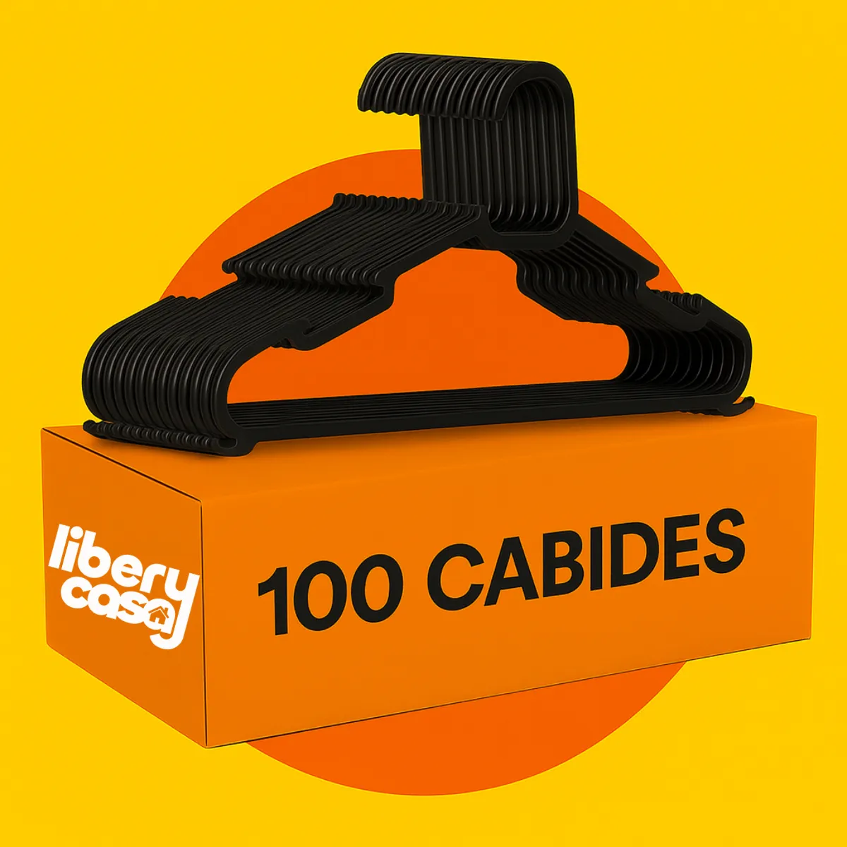 Kit 100 Cabides Pretos Plástico Adulto Organização Guarda-Roupa