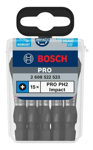 Jogo De Bits Pro Impact Ph2 55mm 15 Peças Bosch