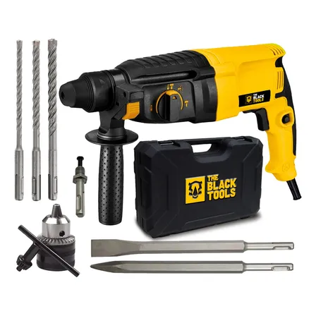 Martelete Perfurador Rompedor Professional 26mm 900w Sds Plus 3j Com Maleta E Acessorios Trm-3000 The Black Tools Amarelo 127v 60hz