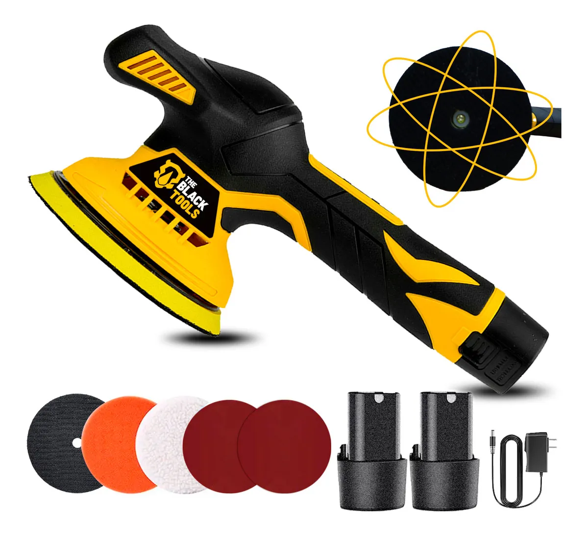 Politriz Lixadeira Roto Orbital 5000 Rpm Com 2 Baterias E Acessórios The Black Tools