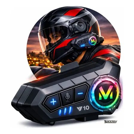Fone De Ouvido Para Capacete Bluetooth Headset Sem Fio Com Microfone Redução De Ruído Rgb Ipx6 16h Bateria Usb-c Atende Chamadas Música Gps Para Moto Woosh