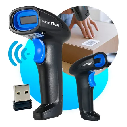 Leitor Código De Barras Sem Fio Usb De Mão Bar Code Scanner 1d Laser Linear Cor Preto 127/220v