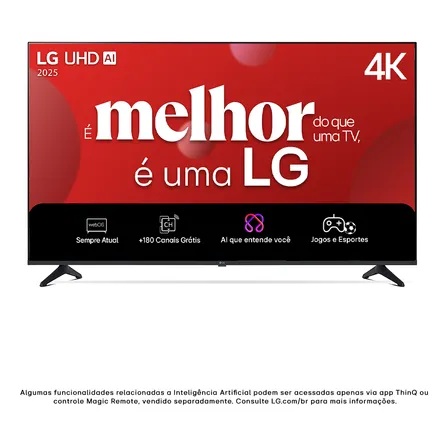 Smart Tv 4k 43 LG Uhd 43ua75 Processador 7 Ai Ger8 4k Super Upscaling Google Cast Alexa Integrado Controle Remoto Padrão Webos 25