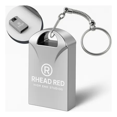 Pen Drive 64gb Mini Usb 2.0 Chaveiro Metalico Resistente Alta Velocidade Seguro Capacidade Ótima De Armazenamento Pc Notebook Rhead Red High End Studios Cor Prateado