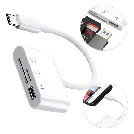 Adaptador USB Tipo C FY 3 em 1 Branco USB 3.0 SD Micro SD 256GB