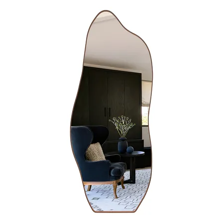 Espelho Orgânico 170x70 Grande Moderno Com Moldura Moldura Caramelo