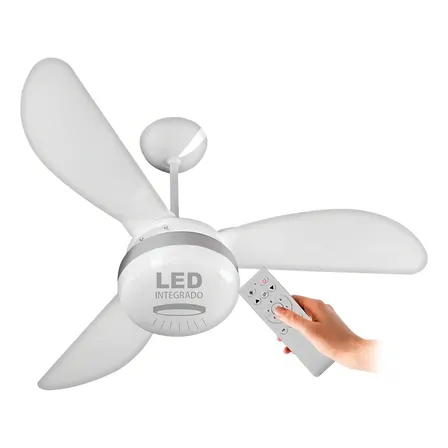 Ventilador De Teto Inverter Fênix Led 3 Pás Silver Com Controle Remoto Ventisol 96 Cm 60 Hz Cinza 127/220v Branco Plástico