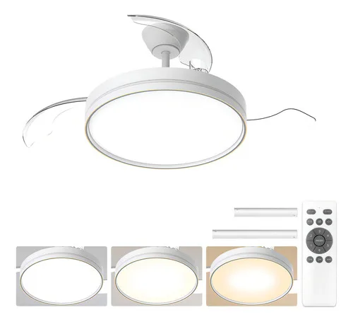 Ventilador de Teto FANSVENTO com Luz LED, Controle Remoto e 6 Velocidades, Silencioso, Branco