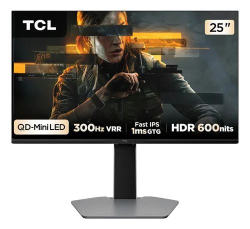 Monitor Gamer Tcl 25 Polegadas Qled Mini Led Full Hd G64 300hz 1ms (gtg) Freesync Hdr 600 Nits 25g64 Preto
