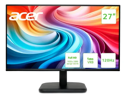 Monitor Acer Ek271 Gbi 27 Polegadas Ips 120hz Fhd Preto Preto
