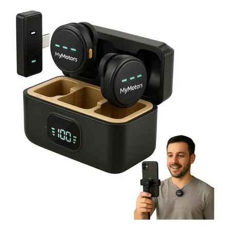 Microfone Lapela Sem Fio Tipo C Mymotors para Android iPhone Cancelamento Ruído
