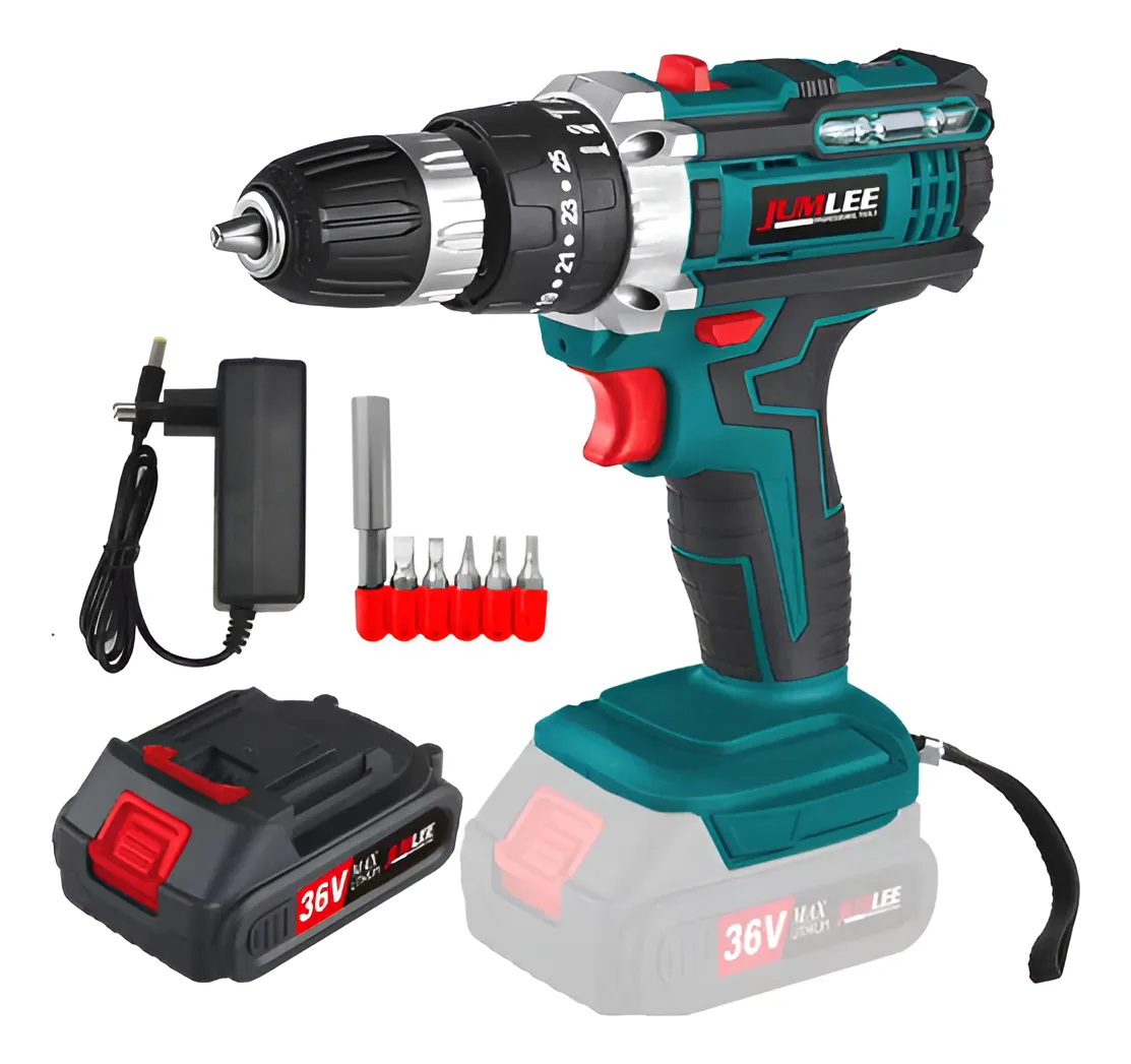 Parafusadeira E Furadeira À Bateria 36v Sem Fio Bivolt Azul-celeste 50hz/60hz