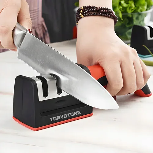 Afiador E Amolador De Facas E Tesouras 4 Em 1 Profissional Manual Vermelho Ou Amarelo Afia Amola E Alinha Lâminas Ideal... Preto