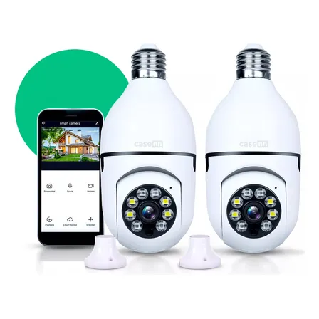 Kit 2 Câmeras Lampada De Segurança Ip Wifi Com Visão Noturna Interna Externa App Yoosee Espiã 360º Cor Branco Casenn