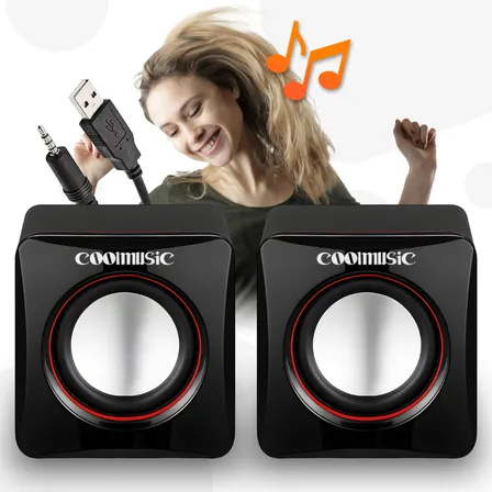 Caixa Caixinha De Som Potente Pc Notebook Subwoofer Para Computador 6w Usb P2 Coolmusic Preto 127/220v