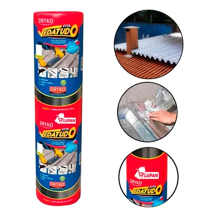 Manta Asfáltica 60cm Auto Adesiva Aluminizada Fita Vedatudo Multiuso Telhado - Dryko X Lupan