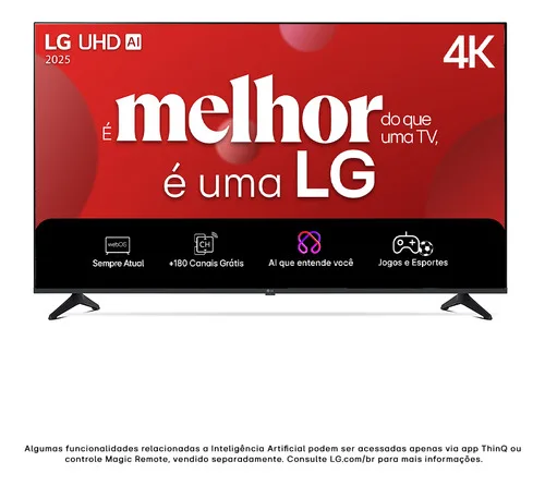 Smart TV 4K 50" LG UHD 50UA75 Processador α7 AI Ger8 4K Super Upscaling Google Cast Alexa Integrado Controle Remoto Padrão WebOS 25