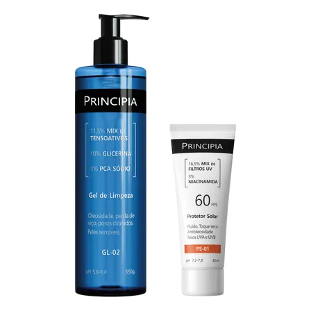 Principia Kit Gel De Limpeza Gl-02 + Protetor Solar Fps 60 Todo Tipo De Pele Dia/noite