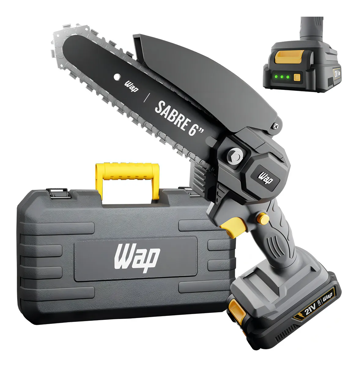 Mini Motosserra Portátil Sem Fio 21v Wap Cortadora De Galhos Cor Preto E Cinza Frequência 50hz / 60hz