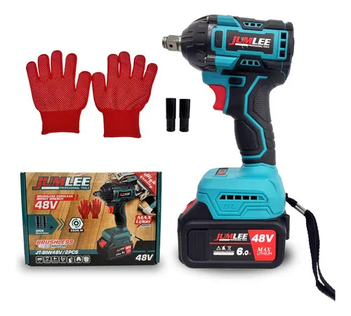 Chave de Impacto Jumlee JT-BIW48V/2C a Bateria 48v e 2 Soquetes Frequência 50hz/60hz Cor Azul-aço