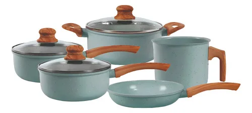 Jogo De Panelas Cerâmico Triplo Indução Tuut Ecoglid 5 Peças Cor Marble