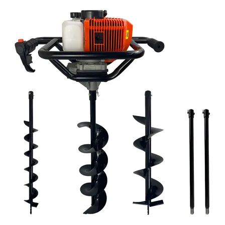 Perfurador Solo Trado Gasolina Com 3 Brocas Extensão 1,20m Carbon Fak Laranja