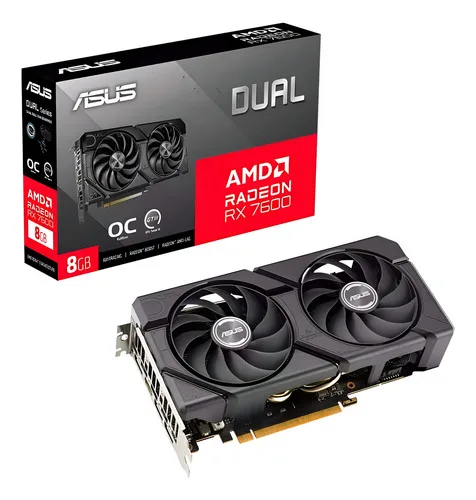 Placa De Vídeo Asus Dual Amd Radeon Rx 7600 Evo Oc Edition, 8gb, Gddr6, Fsr, Ray Tracing