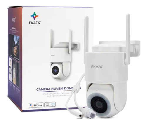 Câmera De Segurança Nuvem Dome Lite Ekaza Wi-fi 3mp Ultra Hd 2k Com Visão Noturna E Ip65
