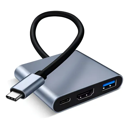Adaptador Conversor Usb 3.0 Tipo C Para Hdmi 4k 3 Em 1