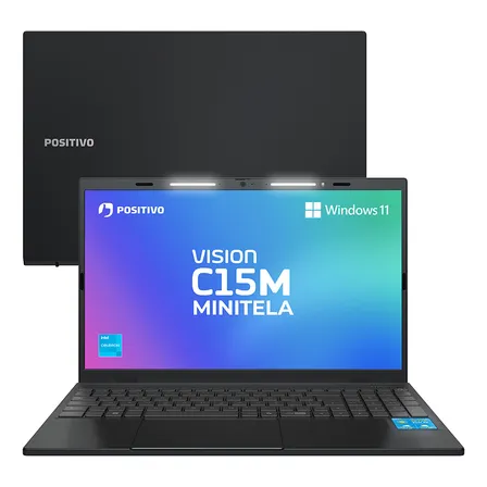 Notebook Positivo Vision C15m Intel Celeron N4500 Windows 11 Home 8gb Ram 128gb Emmc Tela 15 Full Hd Ips Antirreflexo - Minitela E Tecla Copilot - Permite Upgrade De Memória Ssd - Cinza