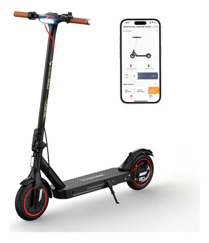 HONEYWHALE E9T Patinete Eletrico Adulto, 500W Scooter Eletrica, 32KM/H Velocidade Máxima, 22KM Autonomia, Patinete Juvenil Dobrável com Aplicativo Bluetooth, Inclui uma Câmara de ar Preto