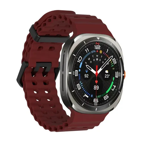 Pulseira Fecho Silicone Respirável Sport Compatível Com Galaxy Watch 7 Ultra 47mm Cor Vinho